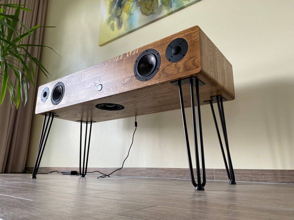 Nestandartinis 2.1 Soundbar'as 01 Wood4Sound I Soundbar | TV komoda | TV staliukas I ranku darbo kolonele