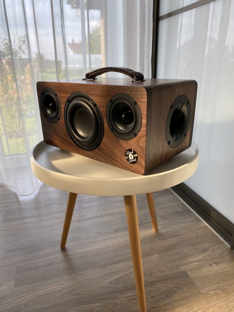 SoundBox 2.1 Mini Walnut 2 Wood4Sound | bluetooth kolonele | ranku darbo kolonele I garso kolonele| nesiojama kolonele