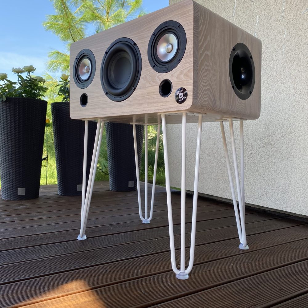 SoundBox 2.1 Terrasse White edition 2 Wood4Sound I SoundNox 2.1 Terrasse| bluetooth kolonele | garso kolonele I ranku darbo kolonele I hairpin kojeles