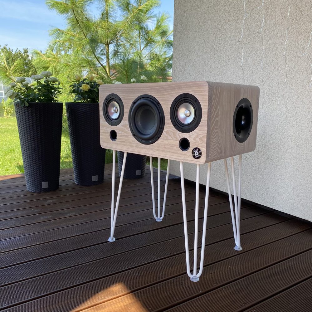SoundBox 2.1 Terrasse White edition pagrindine Wood4Sound I SoundNox 2.1 Terrasse| bluetooth kolonele | garso kolonele I ranku darbo kolonele I hairpin kojeles